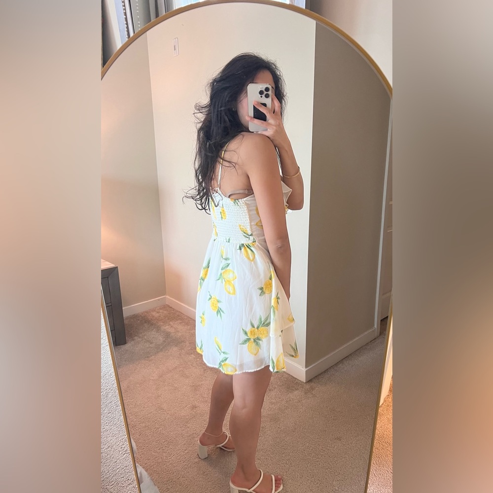 White Ruffled Lemon Sundress - Picture 3 of 6
